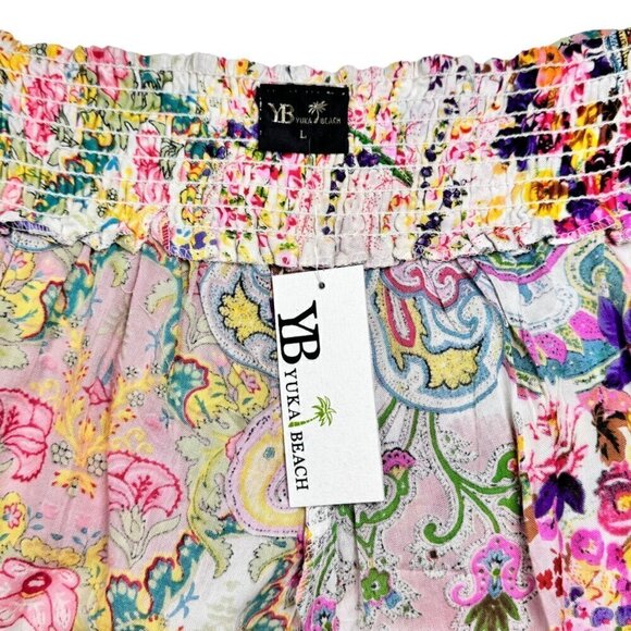 NWT Boho Pajama Lounge Pants Sz.L Pockets Floral Multi Pink Elastic Waist Fairy - Picture 3 of 10
